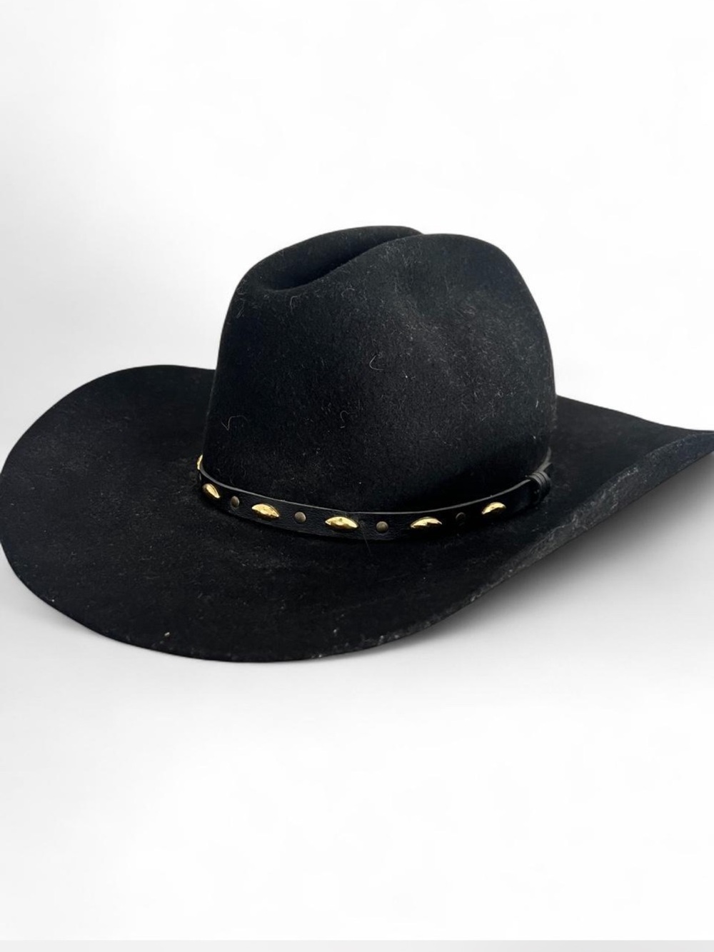Vintage MHT Westerns Flint Black XX Fur Blend Studded Cowboy Hat Made in USA